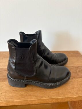 Prada Black Leather Women's Chelsea Ankle Boots